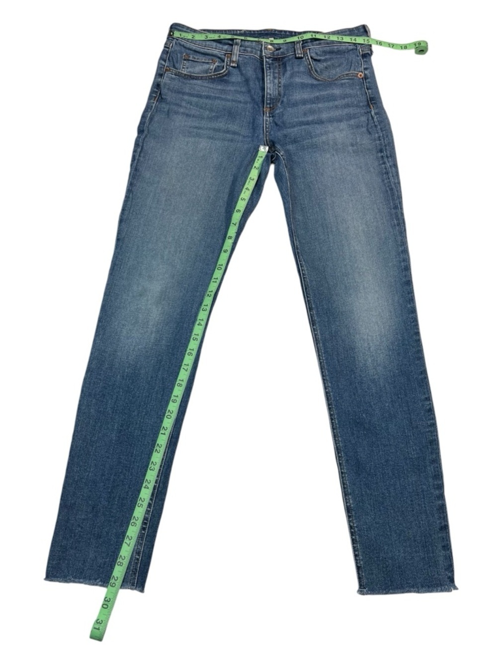 Rag and Bone Cate Skinny Blue Jeans Raw Hem Medium Wash Womens Size 31 Designer - Picture 5 of 12